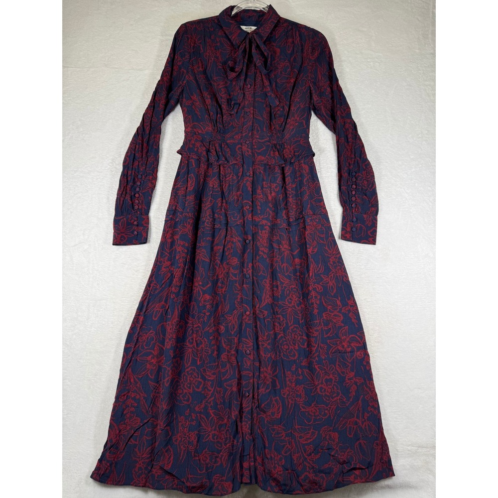 Jason Wu Collective Navy Red Floral Button Front Tiered Mini Dress Size 2